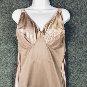 Slip Shapewear Flesh Tone Tan Adjustable Strap Slimming Panels Long Spandex 34C